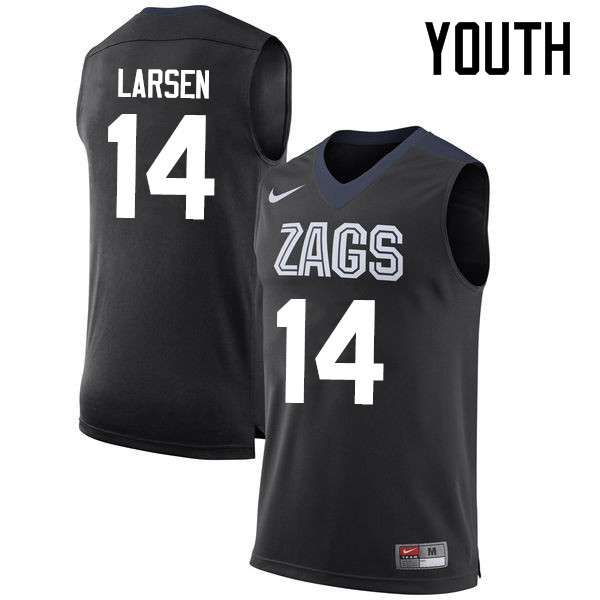 Youth #14 Jacob Larsen Gonzaga Bulldogs College Basketball Jerseys-Black - Click Image to Close
